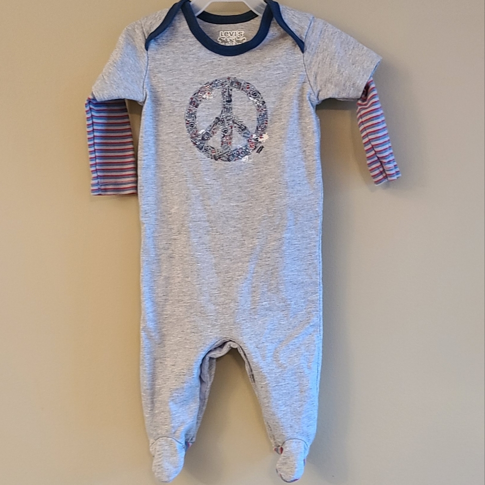 Levi's light grey long sleeved sleeper/footie